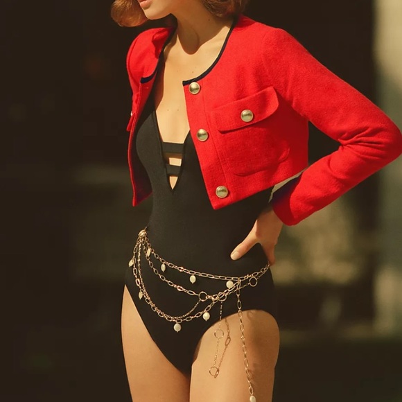 Anthropologie Maeve Shrunken Cropped Tweed Jacket Size 8 - Picture 9 of 10